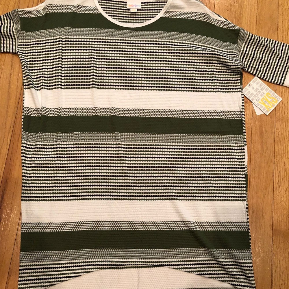 LuLaRoe Irma green and white stripes
